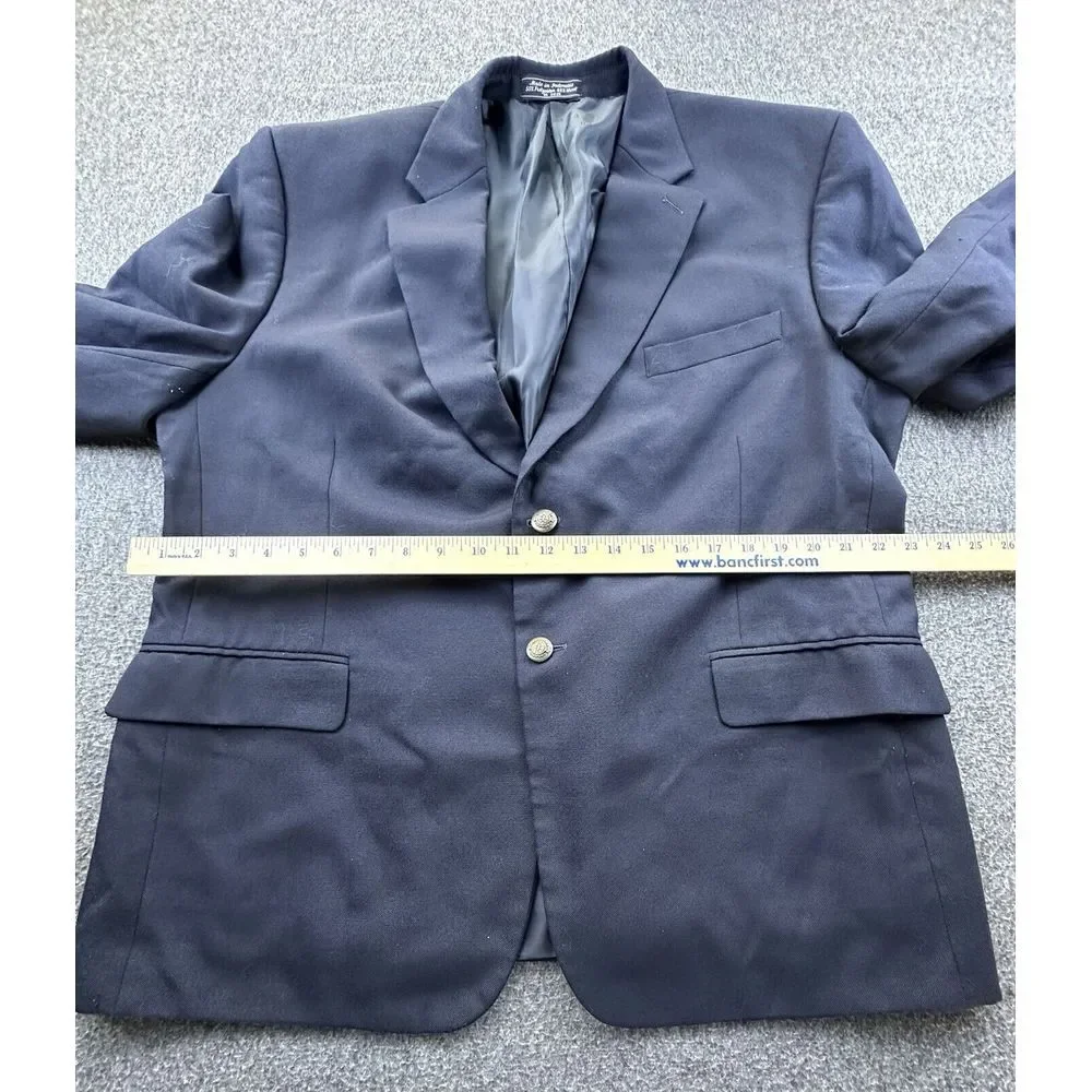 Vintage Meeting Street Blazer Mens‎ 46S Blue Wool Pockets Suit Jacket Sport Coat